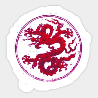 Red Colorful Chinese Dragon Art Sticker